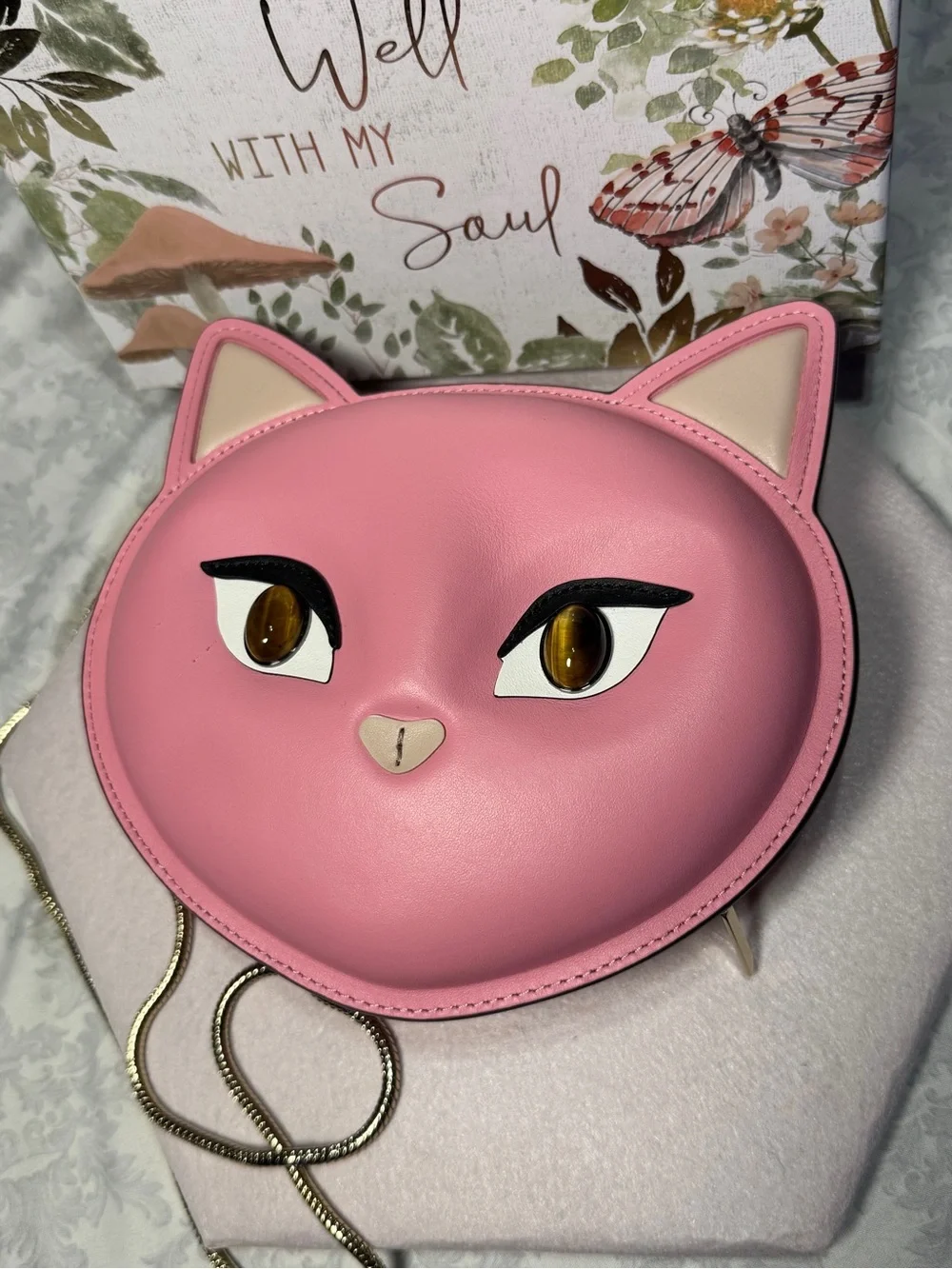 Kate Spade Meow Cat Rare Pink Cat Crossbody Purse